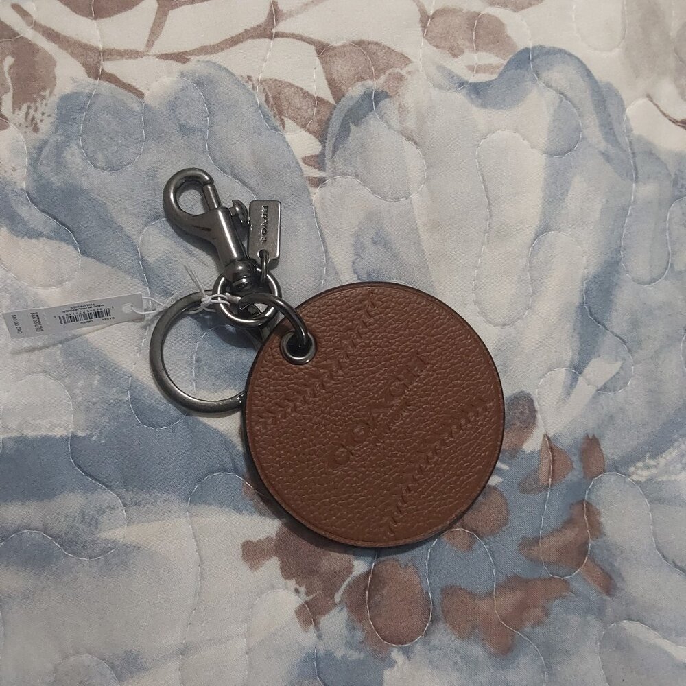 NWT Coach Leather Baseball Key Holder /Charm